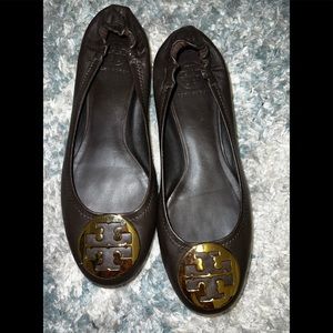 Tory Burch Brown & Gold  Ballet Flats size 10M